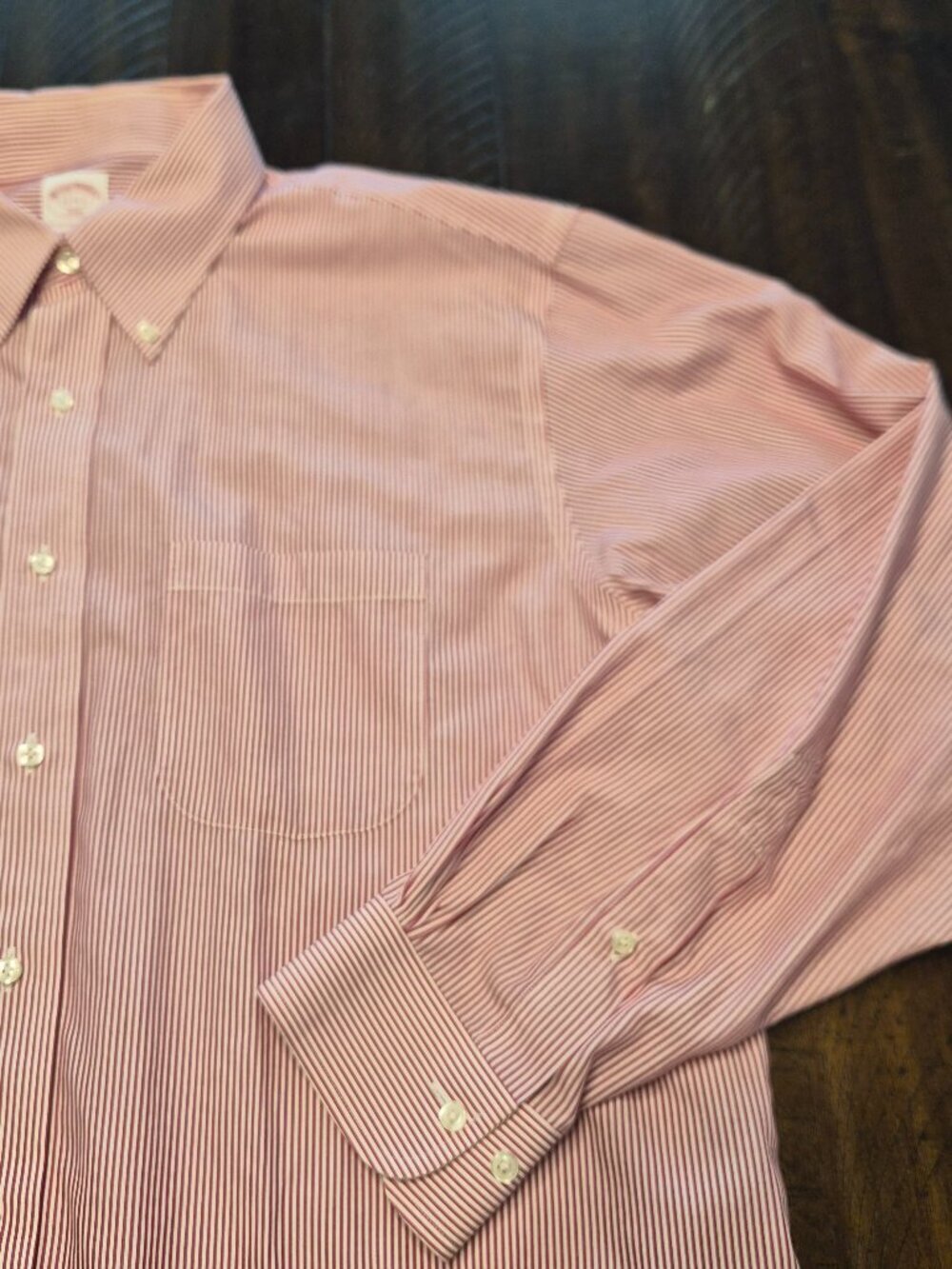 Brooks Brothers Men's Dress Shirt Non Iron Regular Fit Sz 17 Red Striped G194